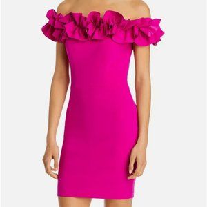 AQUA Off The Shoulder Ruffle Dress - Fushia (NWT)